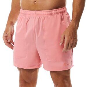 Ouber Men's Athletic Gym Shorts Medium - Workout Zipper Pockets Quick Dry, Pink